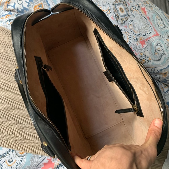 Gucci black leather Rajah tiger top handle tote overnight bag weekender - Picture 11 of 16